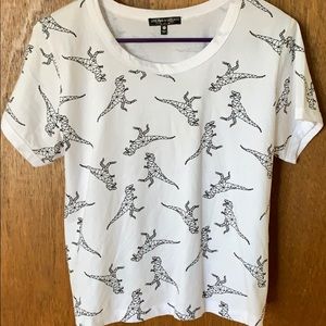 White short sleeve geometric t-rex tee